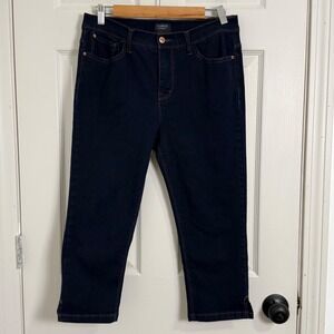 Curve Appeal Women Capri Jeans Dark Wash Stretch Cropped Denim Blue 10/30 Casual